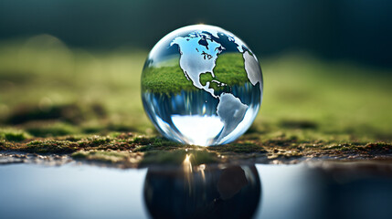 A water droplet with a picture of the earth