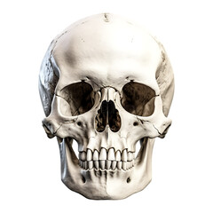 Human Skull with Cranium and Facial Bones isolated on transparent or white background, PNG - obrazy, fototapety, plakaty