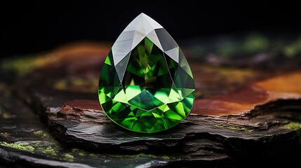 green diamond on white background - obrazy, fototapety, plakaty