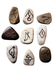 Mystical Rune Stones isolated on transparent or white background, PNG