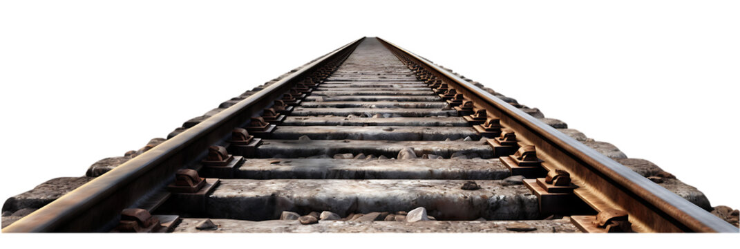 Railroad Tracks isolated on transparent or white background, PNG