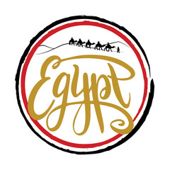 Egypt logo, handwritten lettering, lettering, caravan country symbol, stylish lettering invitation to travel