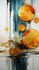 Colorful oil paint splashes on white background with space for text.