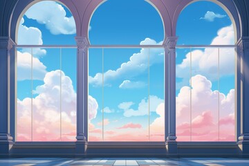 bright window against sky - illustration. Generative AI