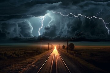 Journeying towards tomorrow at lightning speed. Generative AI - obrazy, fototapety, plakaty