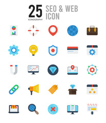25 SEO & WEB Flat icon pack. vector illustration.