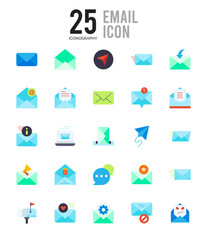 25 Email Flat icon pack. vector illustration.