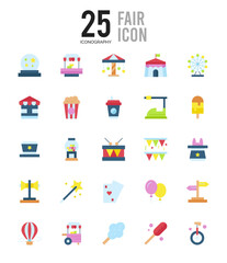 25 Fair Flat icon pack. vector illustration.