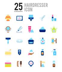 25 Hairdresser Flat icon pack. vector illustration.