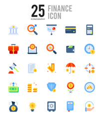 25 Finance Flat icon pack. vector illustration.