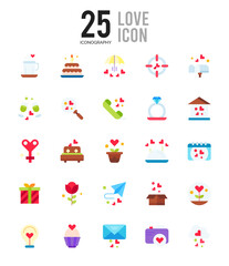 Fototapeta na wymiar 25 Love Flat icon pack. vector illustration.