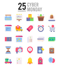 25 Cyber Monday Flat icon pack. vector illustration.