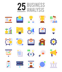 25 Business Analysis Flat icon pack. vector illustration.
