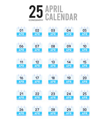 Fototapeta na wymiar 25 April Calendar Flat icon pack. vector illustration.