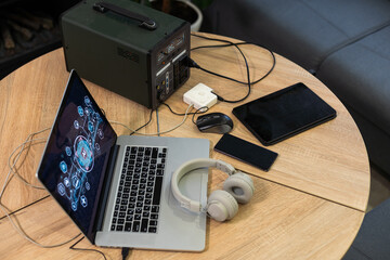 Portable power station solar electricity generator - laptop, phone, tablet and digital camera...
