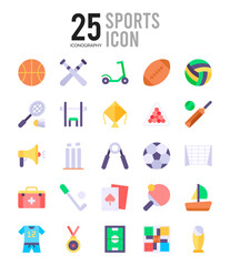 25 Sports Flat icon pack. vector illustration.