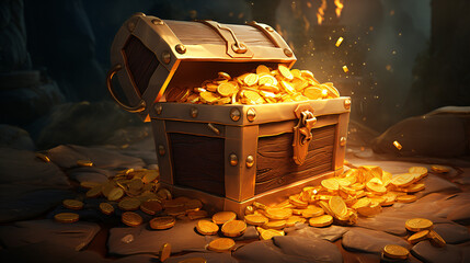 Treasure chest 3d illustration