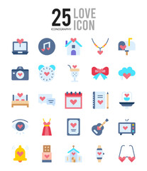 25 Love Flat icon pack. vector illustration.