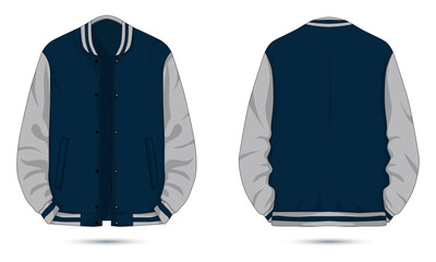 Two-tone varsity jacket front and back view