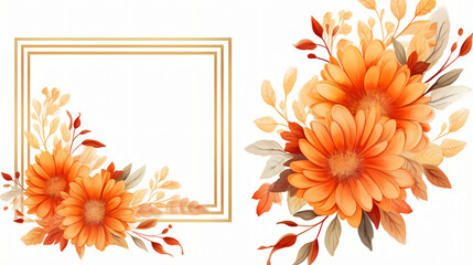 Watercolor autumn flower frame