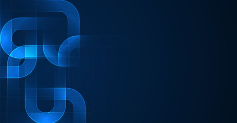 Abstract glowing lines on dark blue background. Futuristic technology concept.