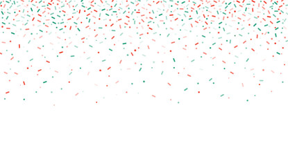 Colorful sprinkles banner background, colorful falling decorative sprinkles background. Christmas cards.