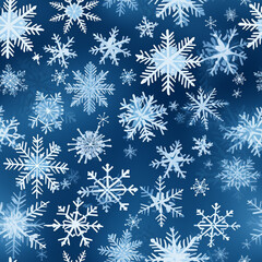 Fototapeta na wymiar winter background endless tiles, snowflakes on blue