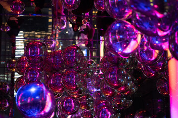 Shiny balloons on a mirror room, disco party