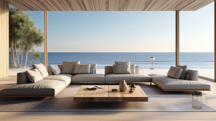 Fototapeta na wymiar Perspective of modern luxury living room with grey sofa