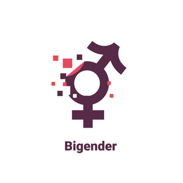 sign for bigender, pixel gender image logo icon isolated on white background