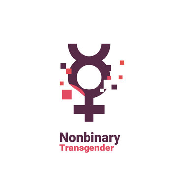 sign for nonbinary, pixel gender image logo icon isolated on white background
