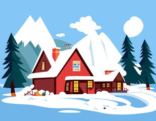 Obraz na płótnie Canvas Snowing of village 