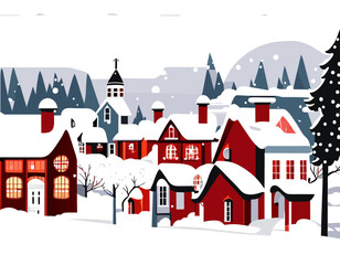 Fototapeta premium Snowing of village 