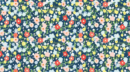 seamless ditsy flowers repeating pattern, tiny flowers pattern, ditsy, liberty , meadow, floral , for summer dress fabric © peacefy