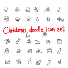 set of doodle Christmas icon set vector hand drawn isolated on white background