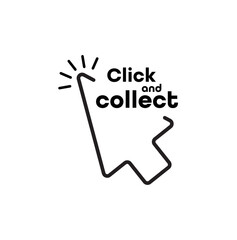 Click and collect sign on white background	