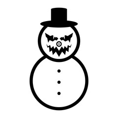 Evil snowman. Vector icon. Isolated on white.