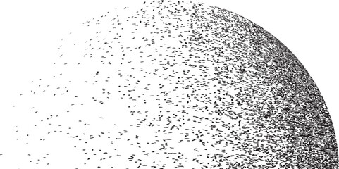 Sprayed black half circle form .Graffiti art design . Noise dispersion circle . Spray effect .Grunge texture . Distressed element .vector 