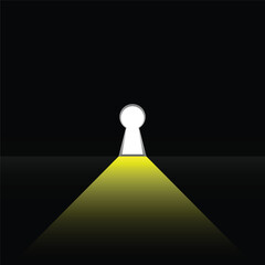 Light bulb coming through from door keyhole. New solution idea concept for business template.