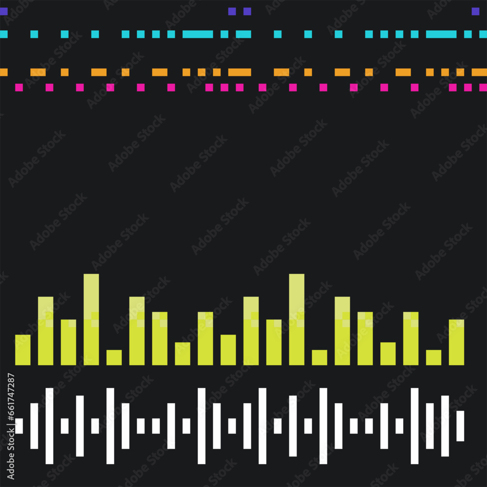 Poster beat pattern and wave visualizer template, minimal style
