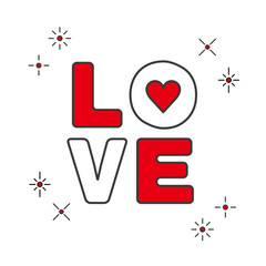 バレンタインのかわいいLOVEのデザイン文字