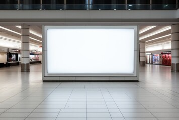 Blank advertising billboard frame on wall in mall. AI Generated Images - obrazy, fototapety, plakaty
