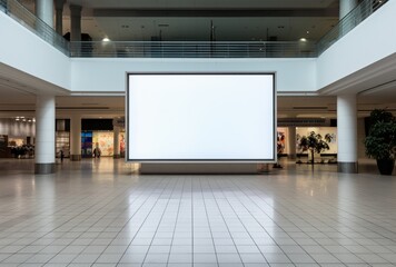 Blank advertising billboard frame on wall in mall. AI Generated Images