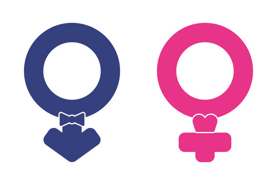 male and female  gender symbols isolated 