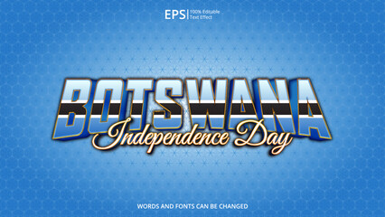 botswana editable text effect with botswana flag pattern suitable for poster design about holiday, Feast day or botswana independence day moment - Powered by Adobe
