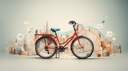 Papier Peint photo Lavable Vélo Bicycle with map pointer