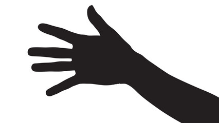 Vector silhouette of a hand on a white background, hand palm, hand silhouette, black flat hand vector illustration