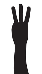 Vector silhouette of a hand on a white background, hand palm, hand silhouette, black flat hand vector illustration