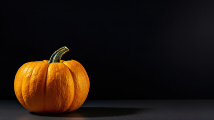 A single pumpkin on a black background or wallpaper