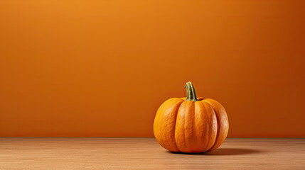 A single pumpkin on a brown background or wallpaper